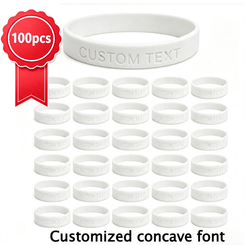 100pcs Custom Silicone Wristbands, Personalised Gift Set